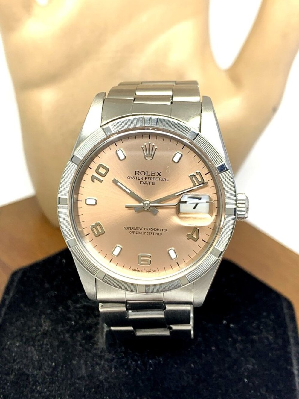 Rolex Oyster Perpetual Watch 15210 Salmon Dial Vintage 1997 Swiss Automatic 34mm